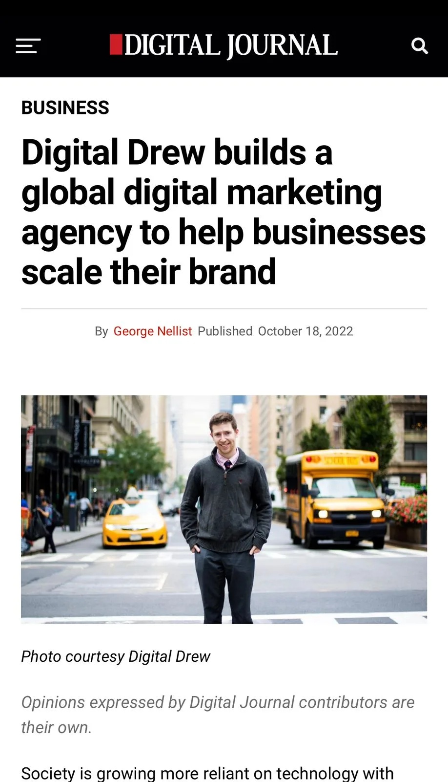 Digital Journal feature on Drew Blumenthal