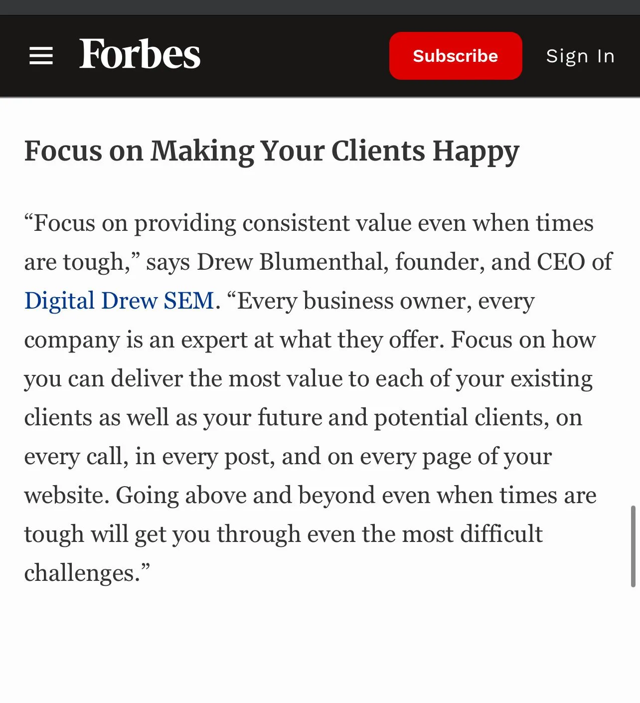 Forbes feature on Drew Blumenthal