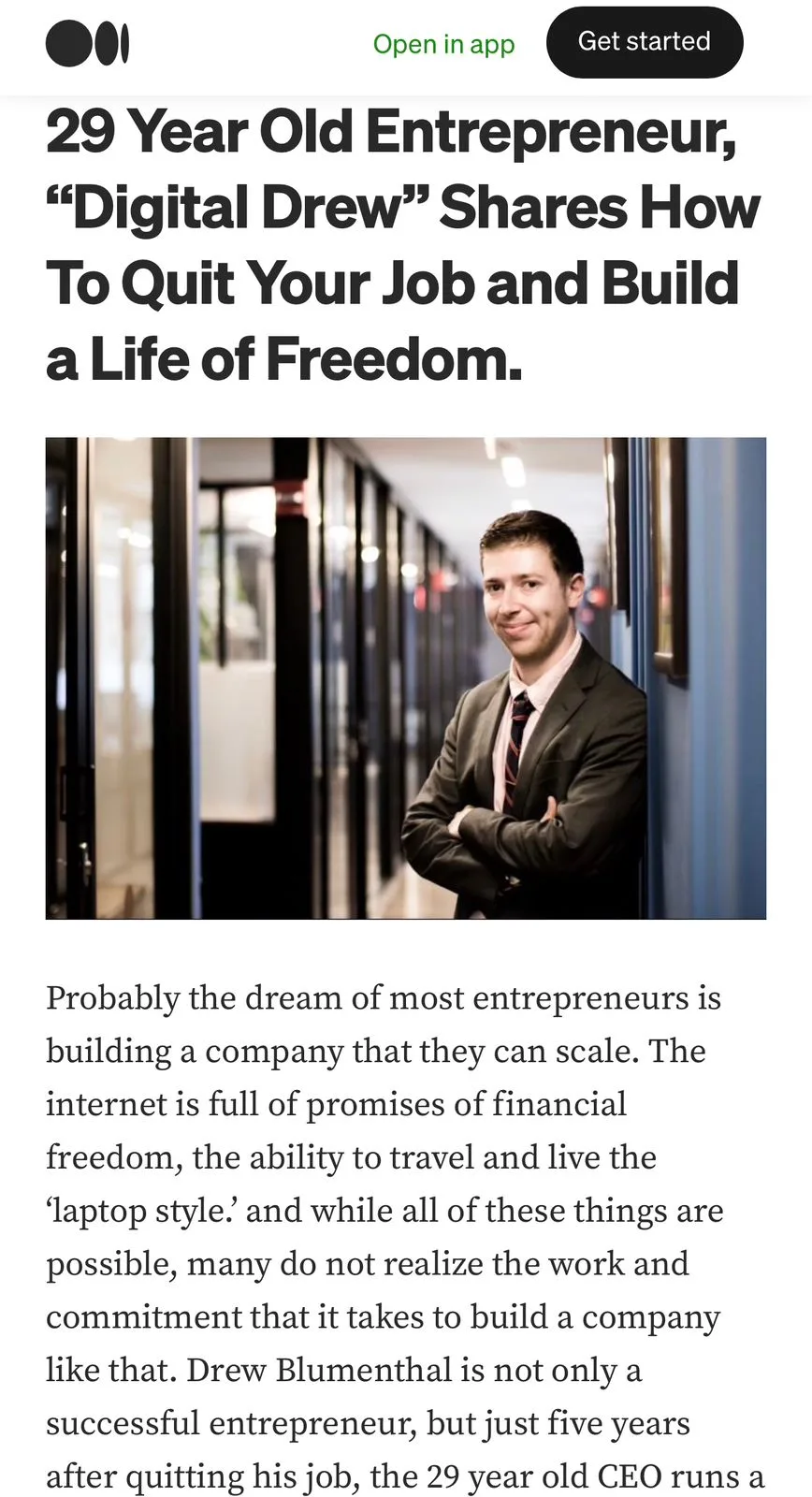 Medium feature on Drew Blumenthal
