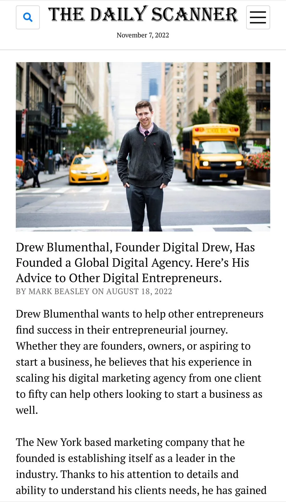 The Daily Scanner feature on Drew Blumenthal